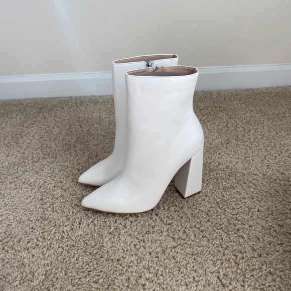 Brand New Flared Heel Sock Boots (White) SOLD - Picture 1 of 11